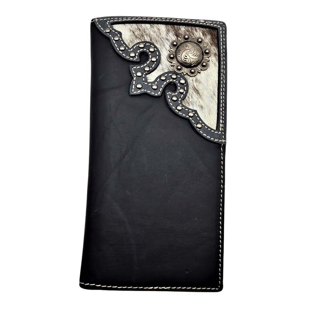 Montana West Hair-On Hide Leather Mens Wallet Western Cowboy Long Wallet