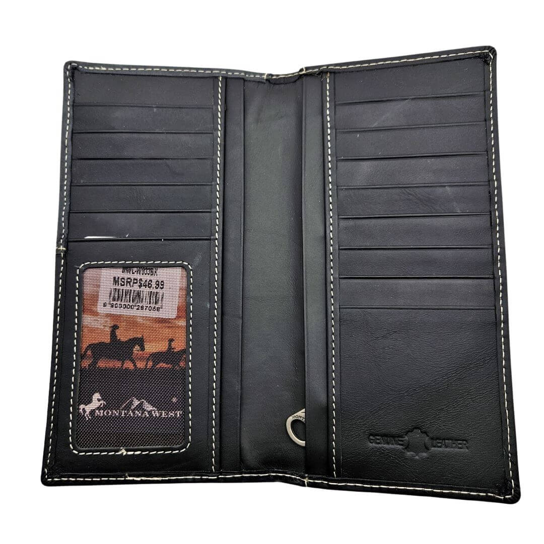 Montana West Hair-On Hide Leather Mens Wallet Western Cowboy Long Wallet