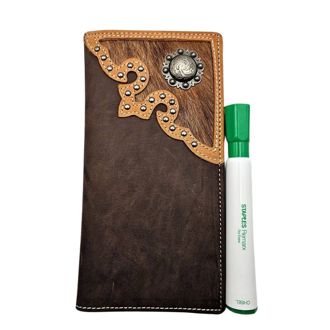 Montana West Hair-On Hide Leather Mens Wallet Western Cowboy Long Wallet