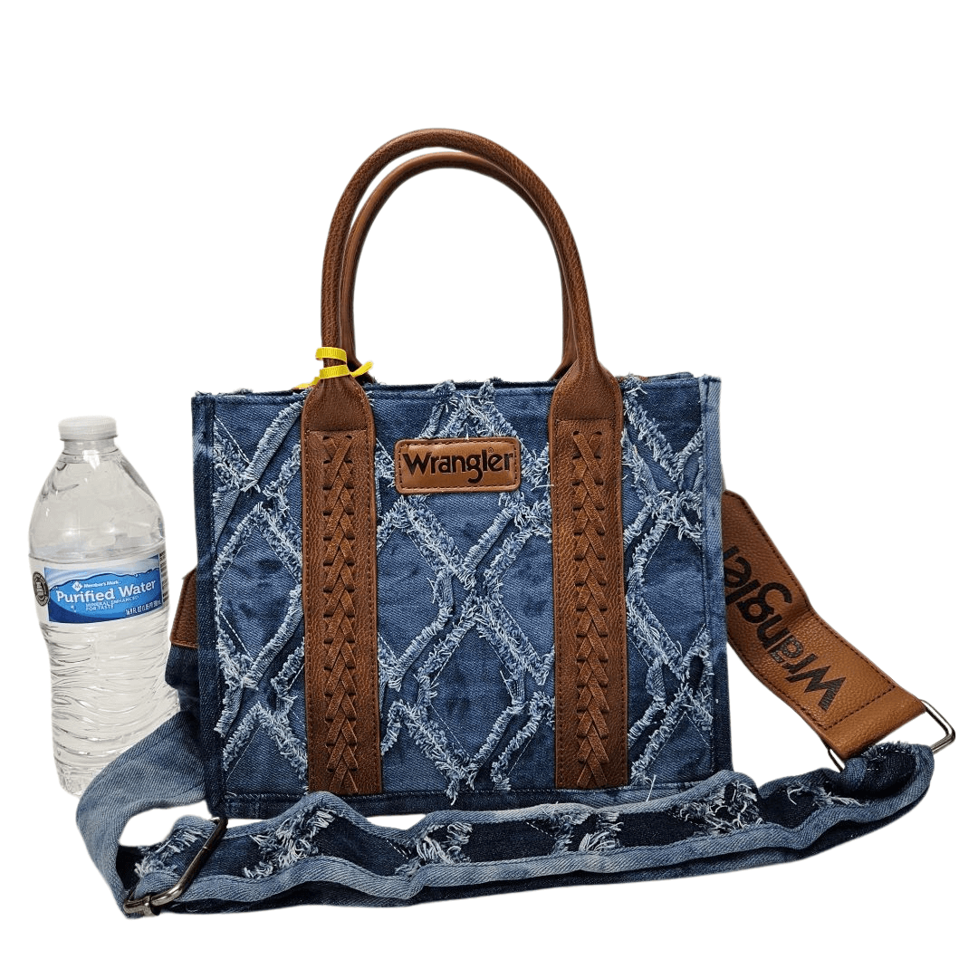 Wrangler-Denim-Frayed-Fringe-Canvas-Tote/Crossbody-Small-WG2202S-Denim-4