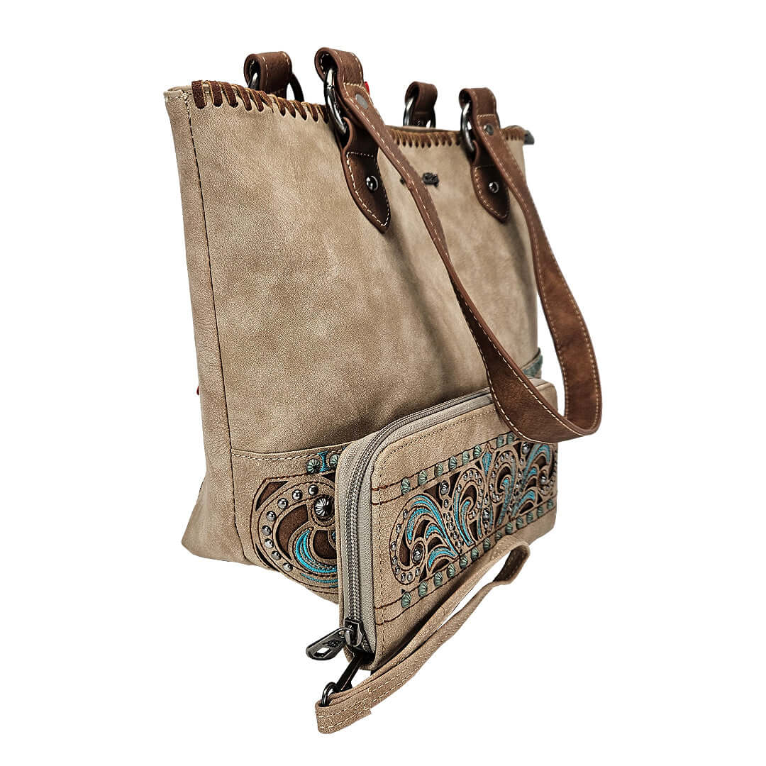 American Bling Concealed Carry Purse Matching Wallet Tan