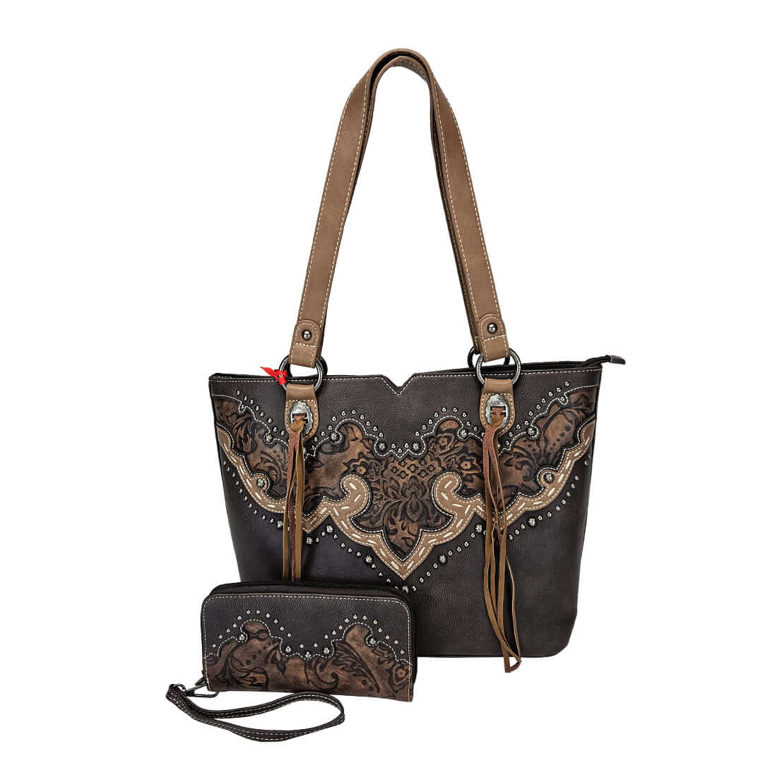 Montana West American Bling Concealed Carry Purse Matching Wallet Coffee