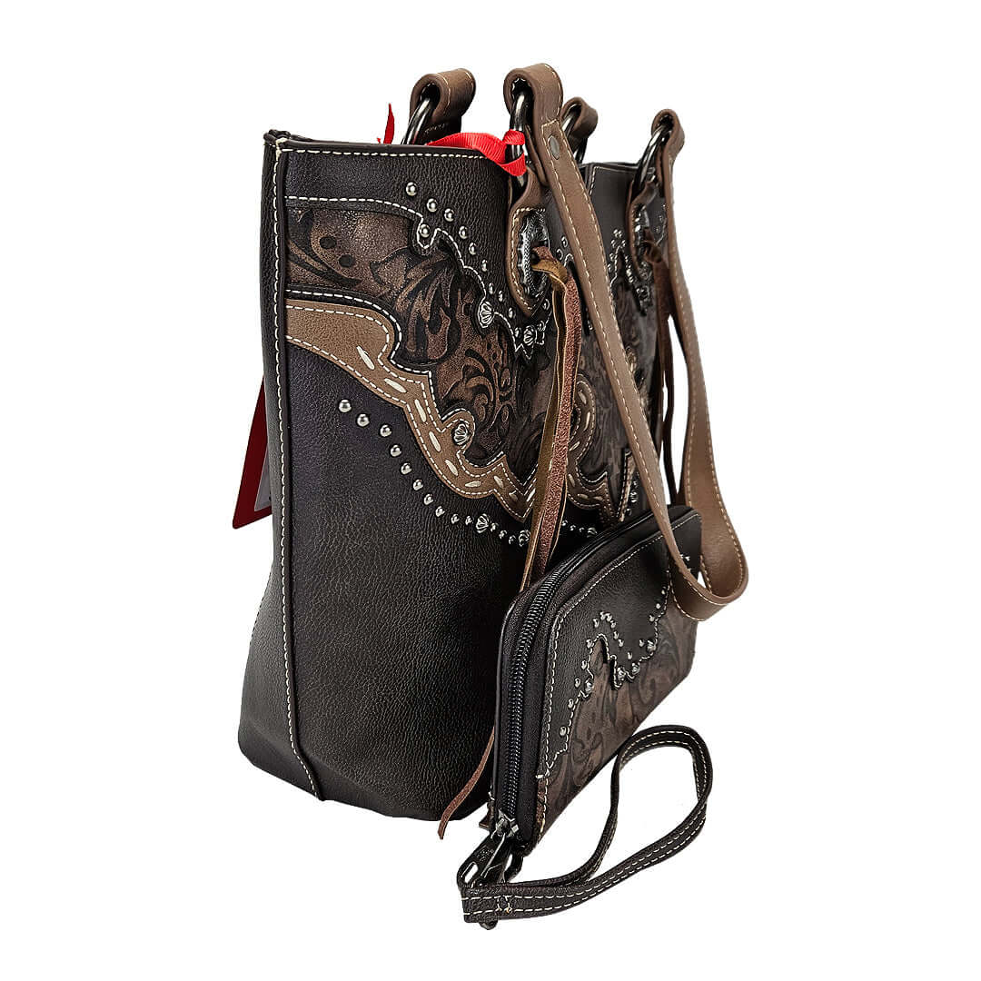 Montana West American Bling Concealed Carry Purse Matching Wallet Coffee