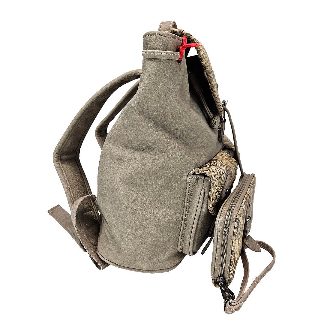 American Bling Concealed Carry Embroidery Floral Backpack & Wallet Khaki AB-7612WKH-7