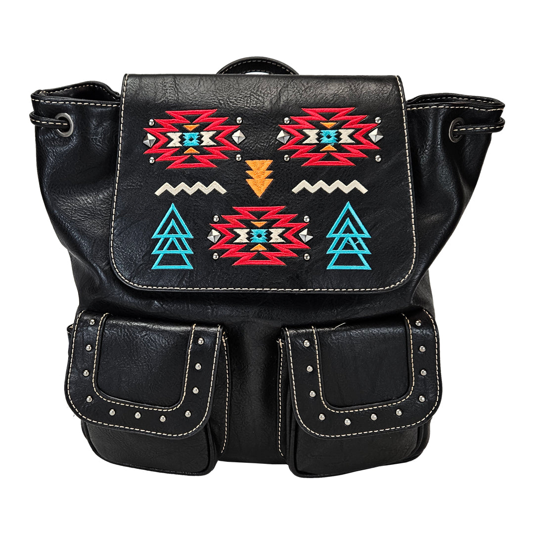 American Bling Concealed Carry Embroidery Floral Backpack & Wallet Black AB-7811WBK-8