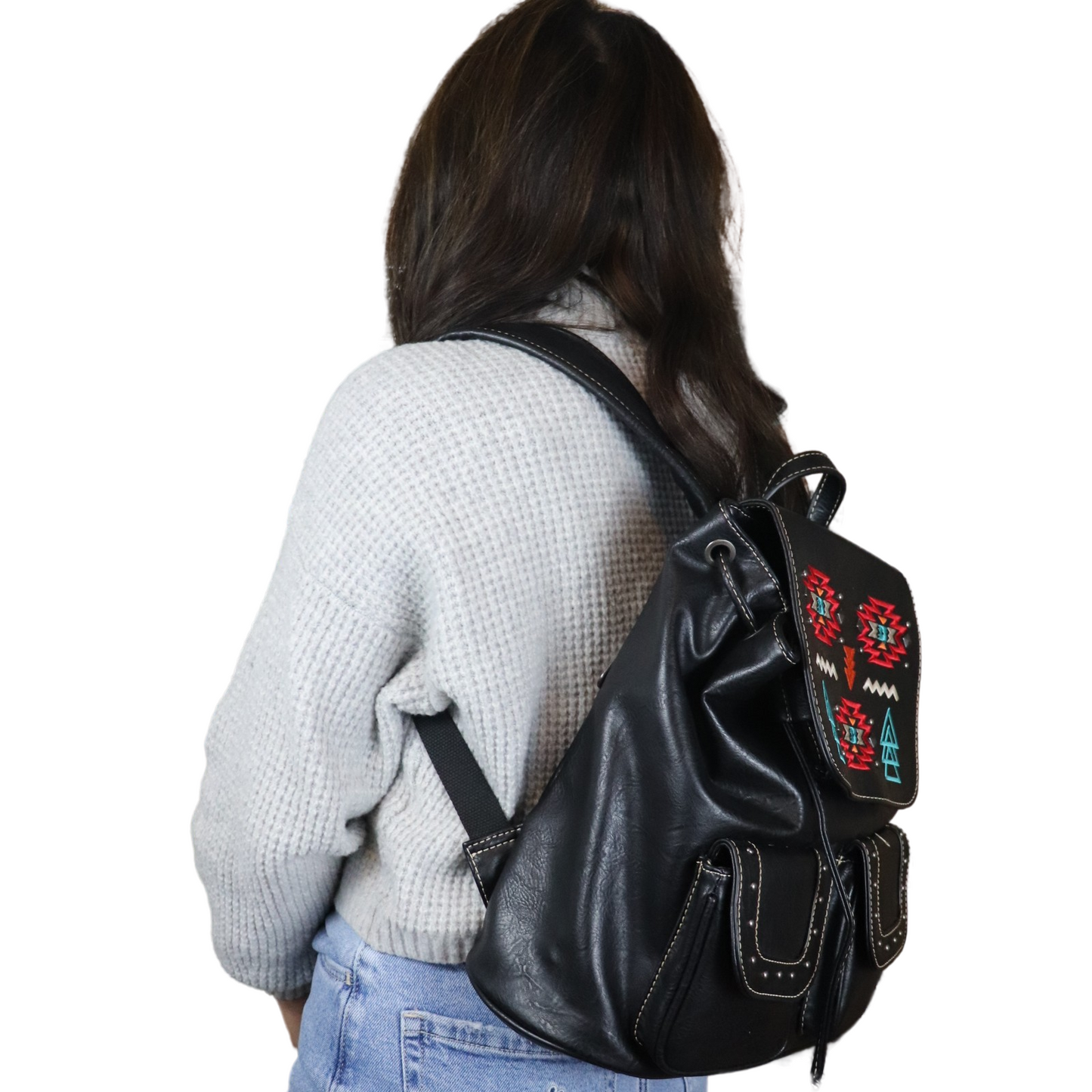 American Bling Concealed Carry Embroidery Floral Backpack & Wallet Black AB-7811WBK
