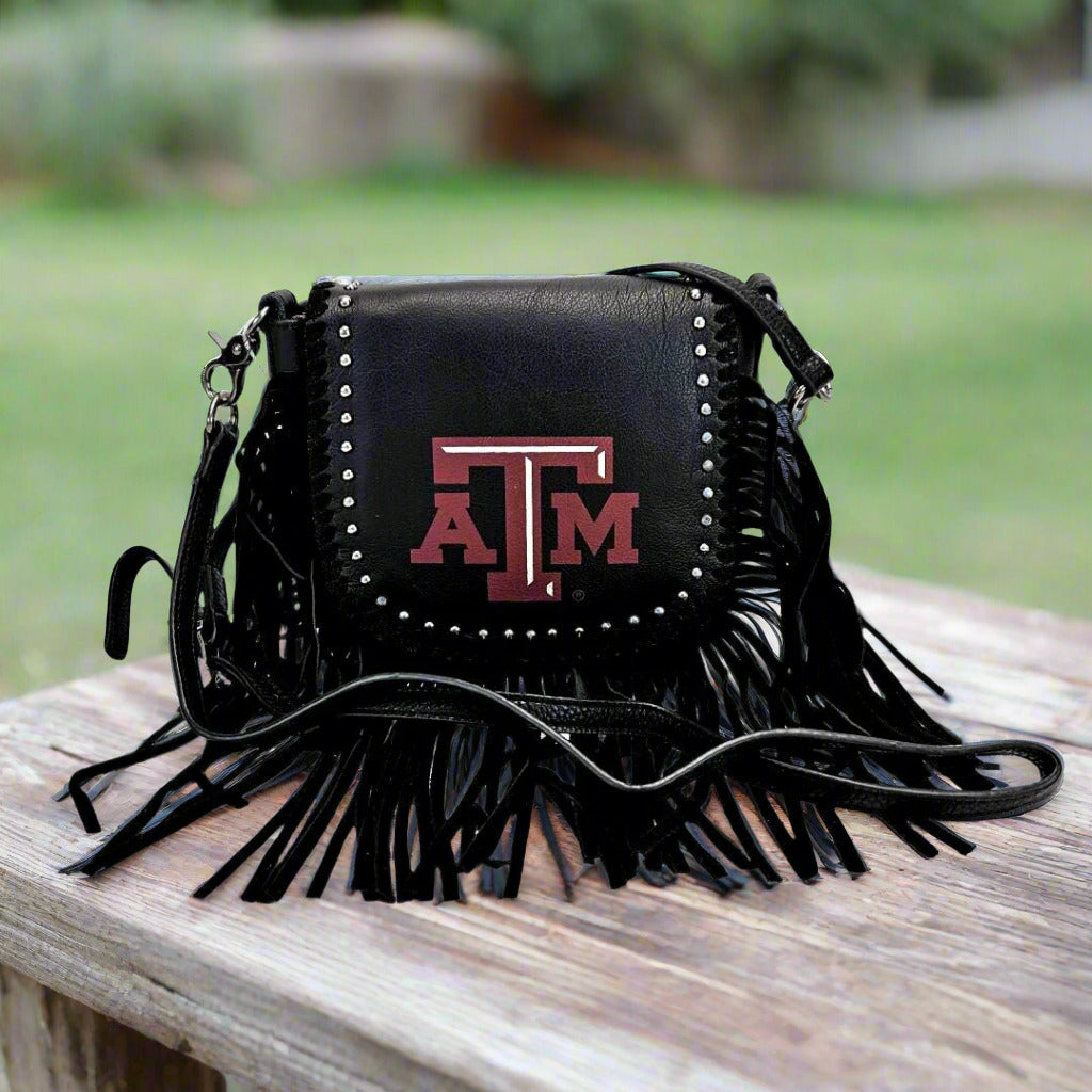 Montana-West-Texas-A&M-Leather-Fringe-Crossbody-Bag Black-AT-003-BK-3