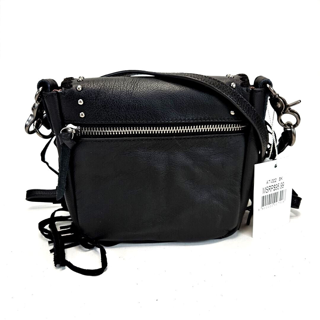 Montana-West-Texas-A&M-Leather-Fringe-Crossbody-Bag Black-AT-003-BK-5