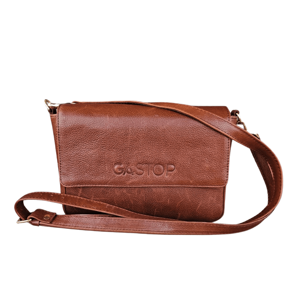 GAC STOP Women's 100% Full Grain Premium Leather Crossbody Bag Brown GS-C001-CBR-15