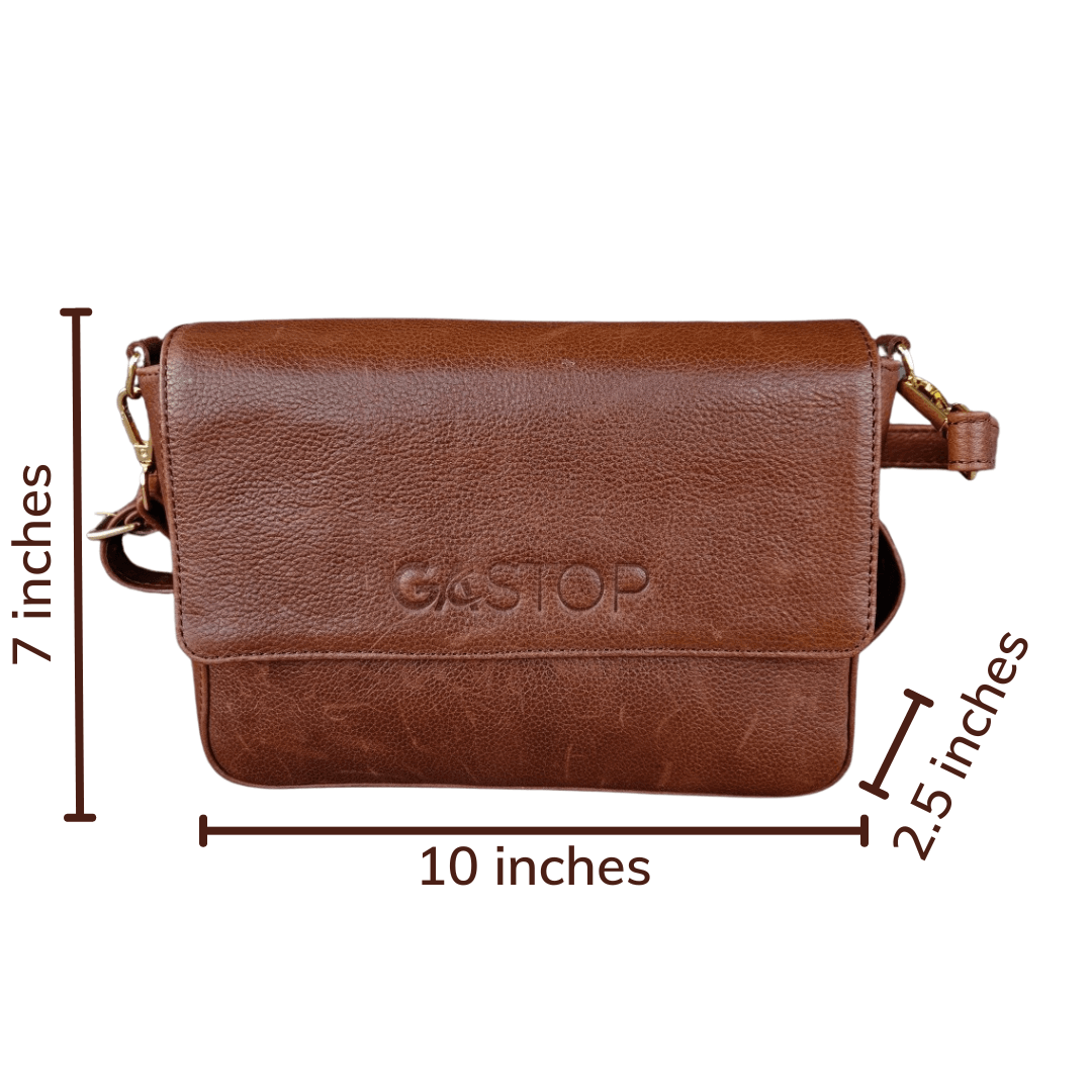 GAC STOP Women's 100% Full Grain Leather Crossbody Purse Handbag for Women Brown GS-C001BR-25