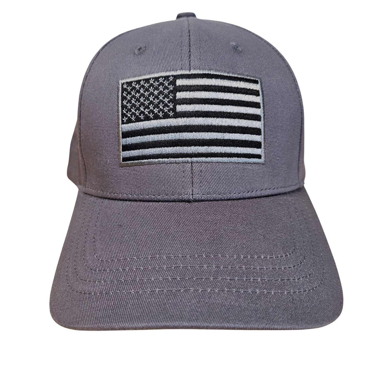 GAC Stop Embroidered American Flag Baseball Cap Gray