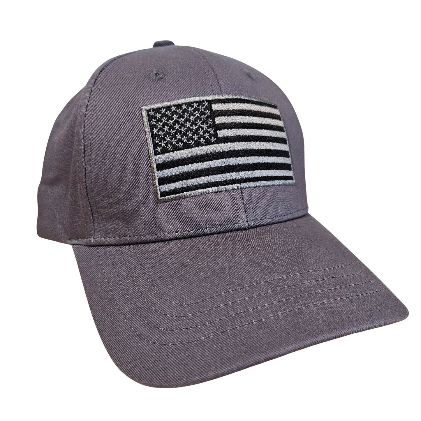 GAC Stop Embroidered American Flag Baseball Cap Gray