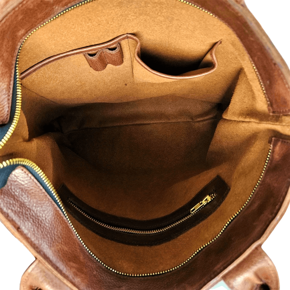 GAC STOP Women's Classic Brown 100% Full Grain Leather Tote Bag Classic Brown GS-S001 CBR-7