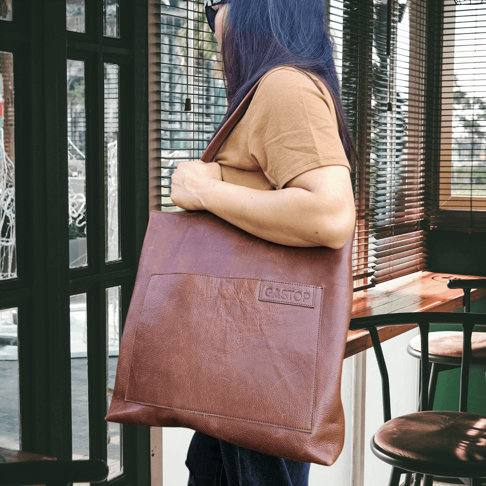 GAC-STOP-bannerGAC STOP Women's Classic Brown 100% Full Grain Leather Tote Bag Classic Brown GS-S001 CBR-1