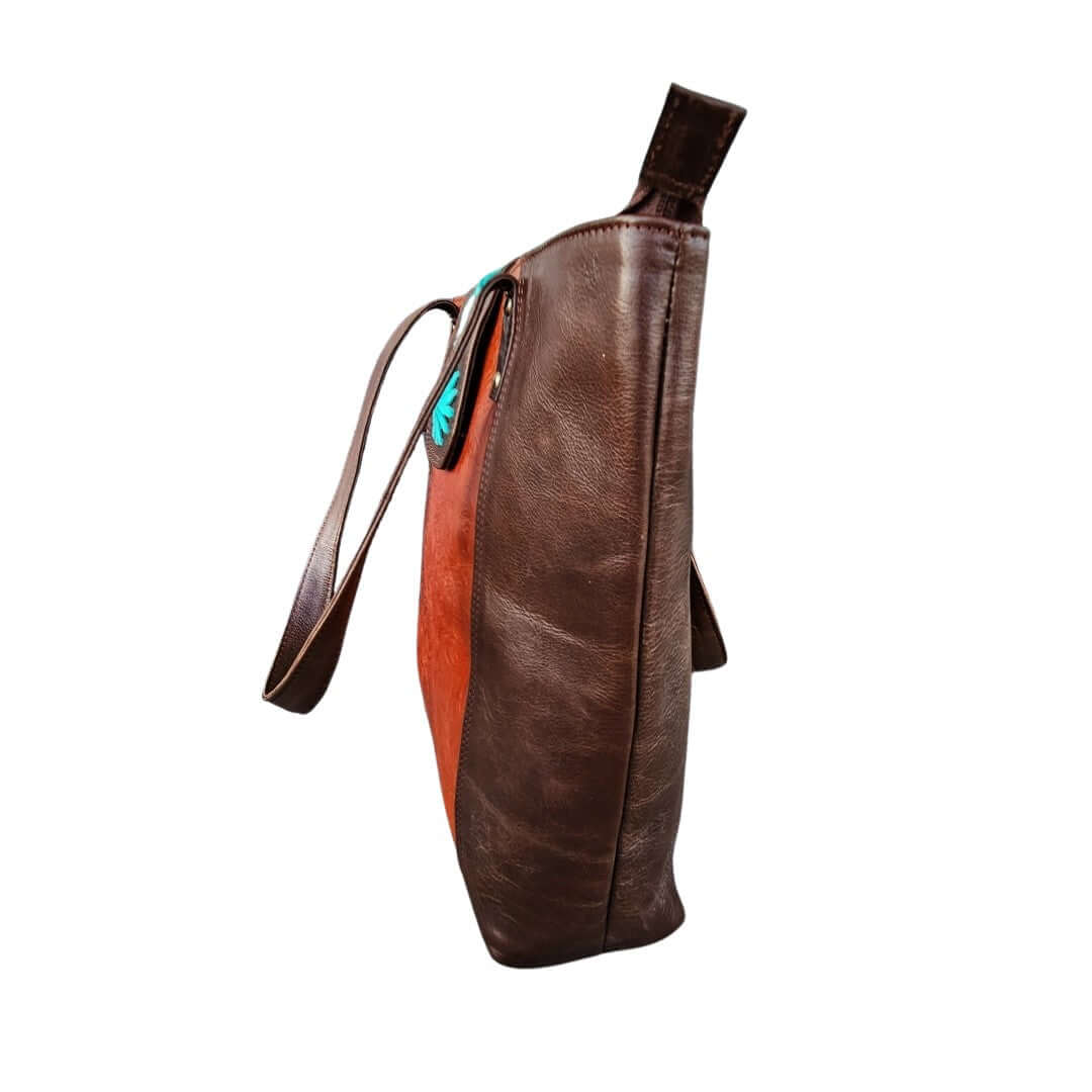 GAC STOP Full Grain Leather Purse Floral Tooling Western Cowgirl Handbag Brown GS-S002-BR-3