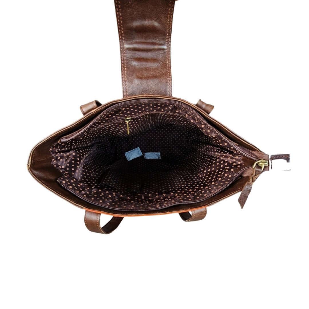 GAC STOP Full Grain Leather Purse Floral Tooling Western Cowgirl Handbag Brown GS-S002-BR-7
