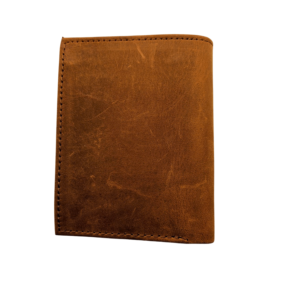 GAC STOP Full Grain Leather Men's Wallet Buck Brown GS-W002BBR-1