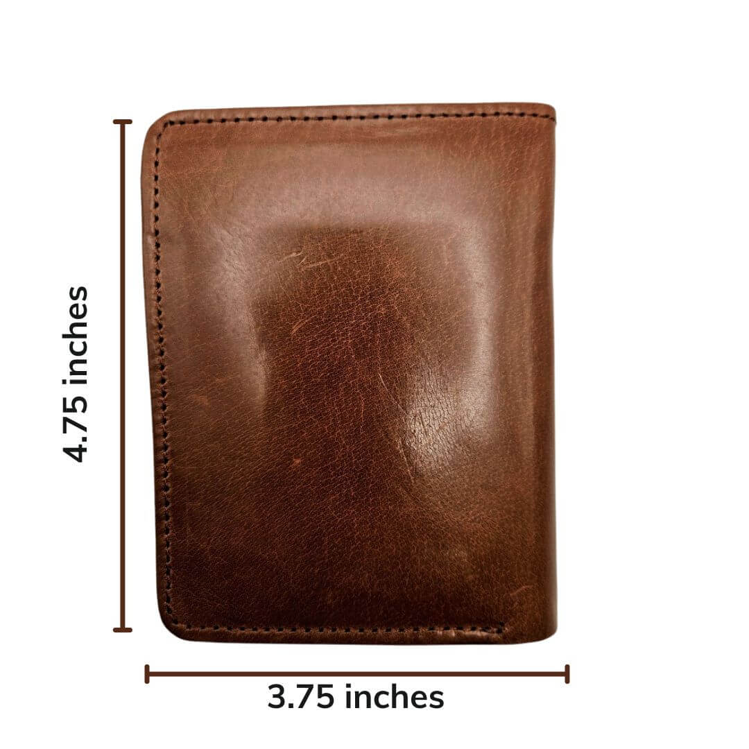 GAC STOP Full Grain Italian Leather Men's Wallet Brown GS-W002CBR-11