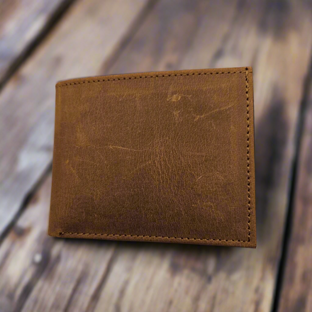 GAC STOP Crazy Horse Full Grain Premium Leather Men's Wallet Cowhide leather Wallet Buck Brown GS-W003 BBR
