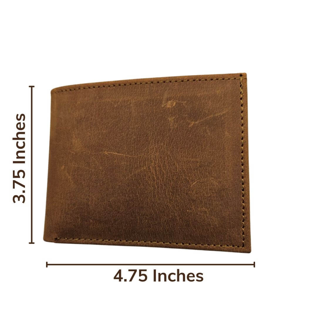 GAC STOP Crazy Horse Full Grain Premium Leather Men's Wallet Cowhide leather Wallet Buck Brown GS-W003BBR-15