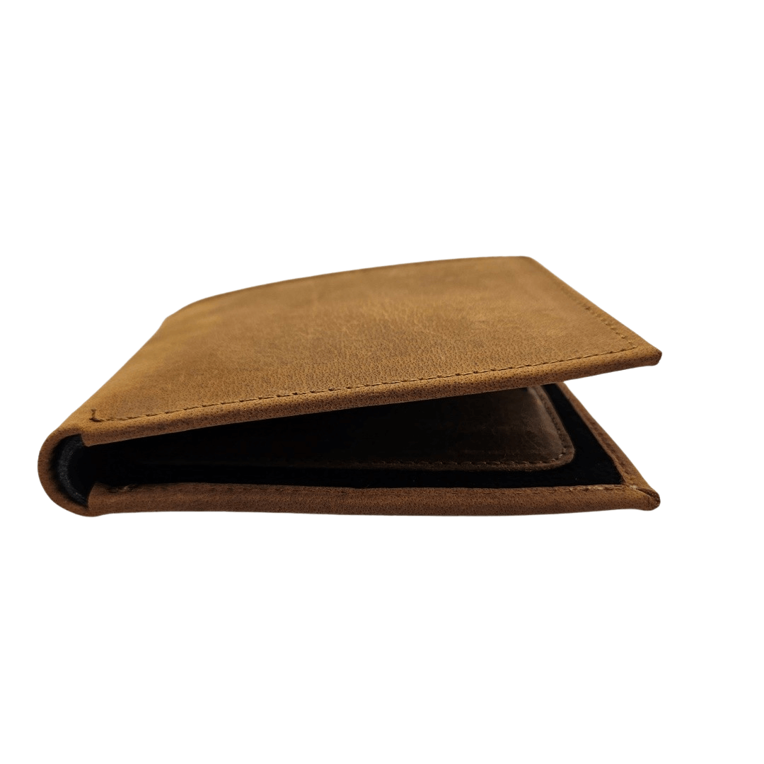 GAC STOP Crazy Horse Full Grain Premium Leather Men's Wallet Cowhide leather Wallet Buck Brown GS-W003 BBR