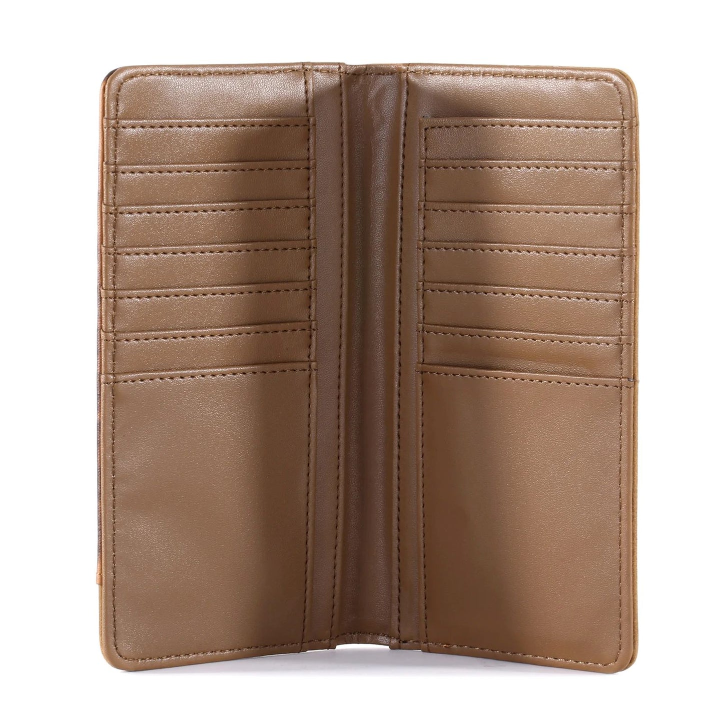 Embossed Floral Men's Bifold Long Faux Leather Wallet Brown MW-613BR-4