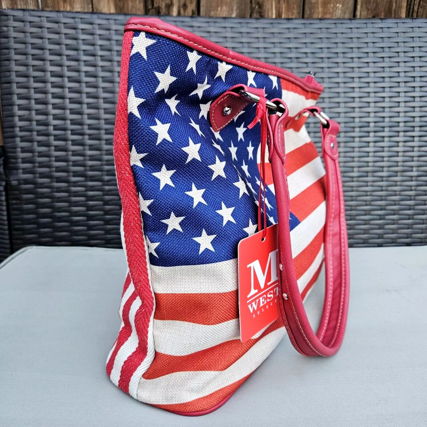 Montana West US Flag Star Stripes Patriotic Campaign Rally Canvas Tote Bag