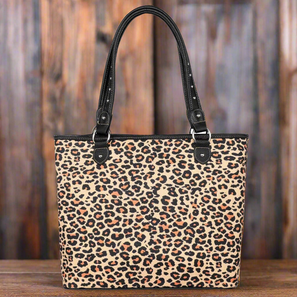 Montana West Leopard Print Canvas Purse Western Cowgirl Animal Lover Bag MW1227-8317-1600-LP