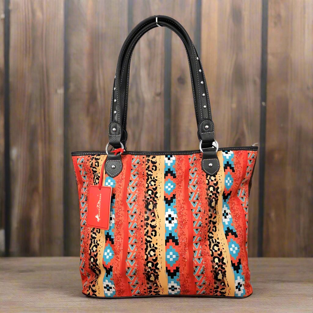 Montana West Aztec Print Canvas Tote Bag Western Women Purse Red MW1233-8112 RD
