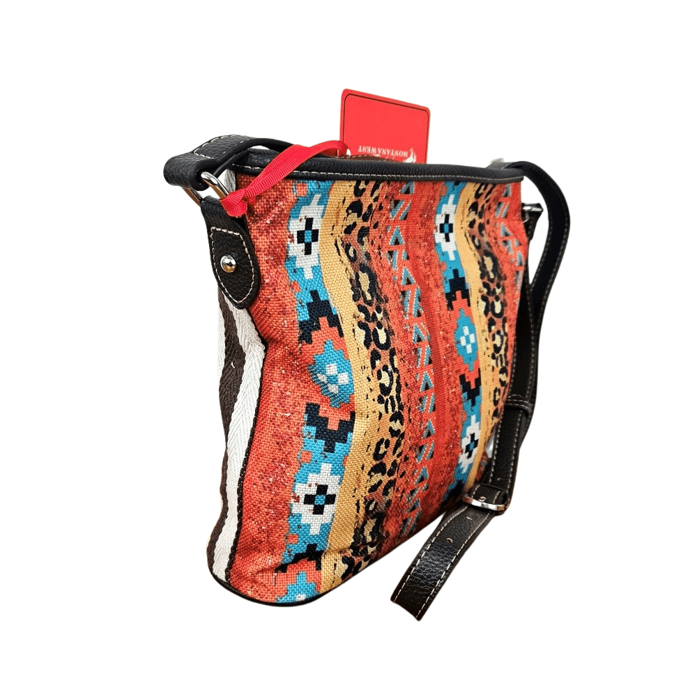 Montana West Aztec Print Canvas Crossbody Bag Western Cowgirl Vegan Purse MW1233-8360RD-3