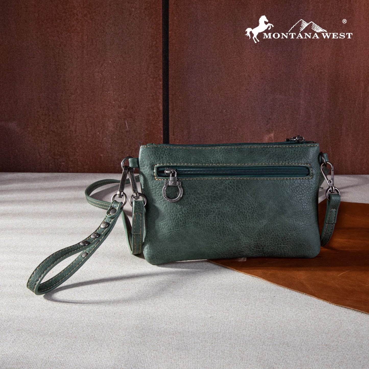 Montana West Concho Collection Crossbody/Wristlet Green MW1261-181GN-6