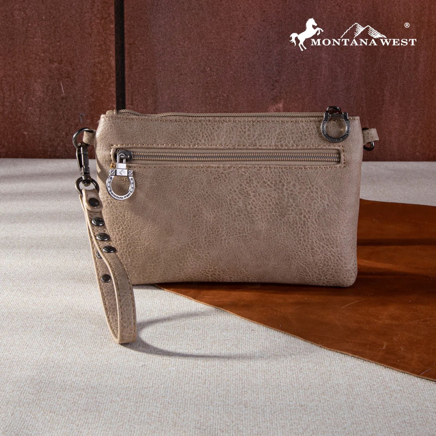 Montana West Concho Collection Crossbody/Wristlet Khaki MW1261-181KH-5