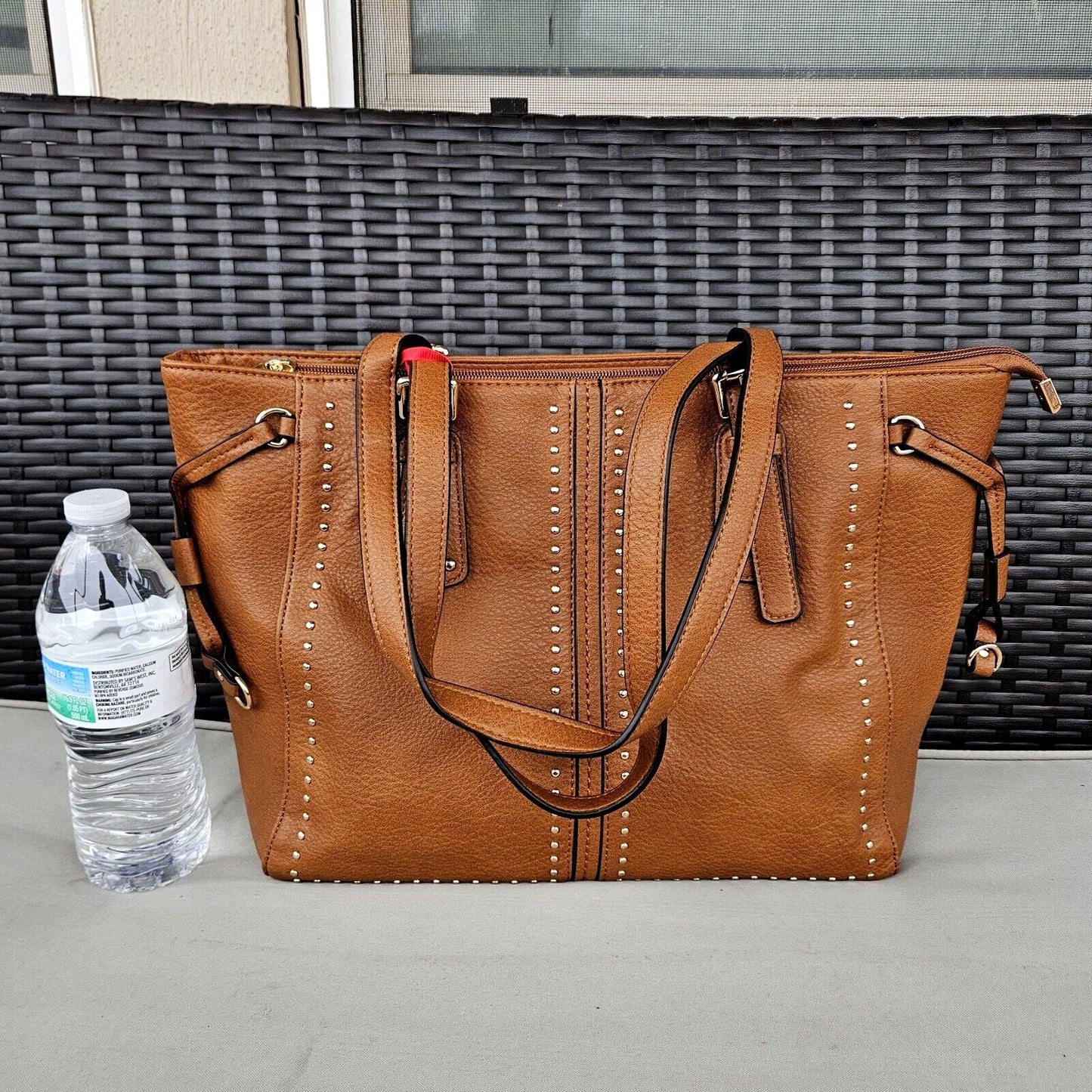 Montana West Studded Lacing Tote Bag Western Style Handbag Brown MWC-1002BR1