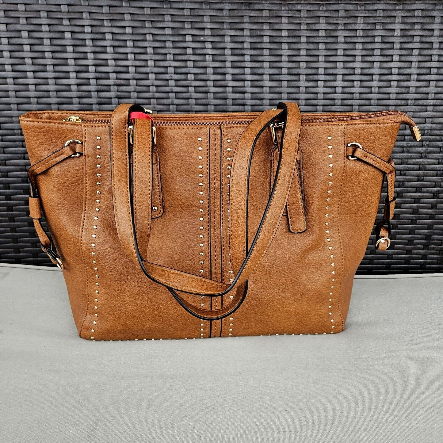 Montana West Studded Lacing Tote Bag Western Style Handbag Brown MWC-1002BR2