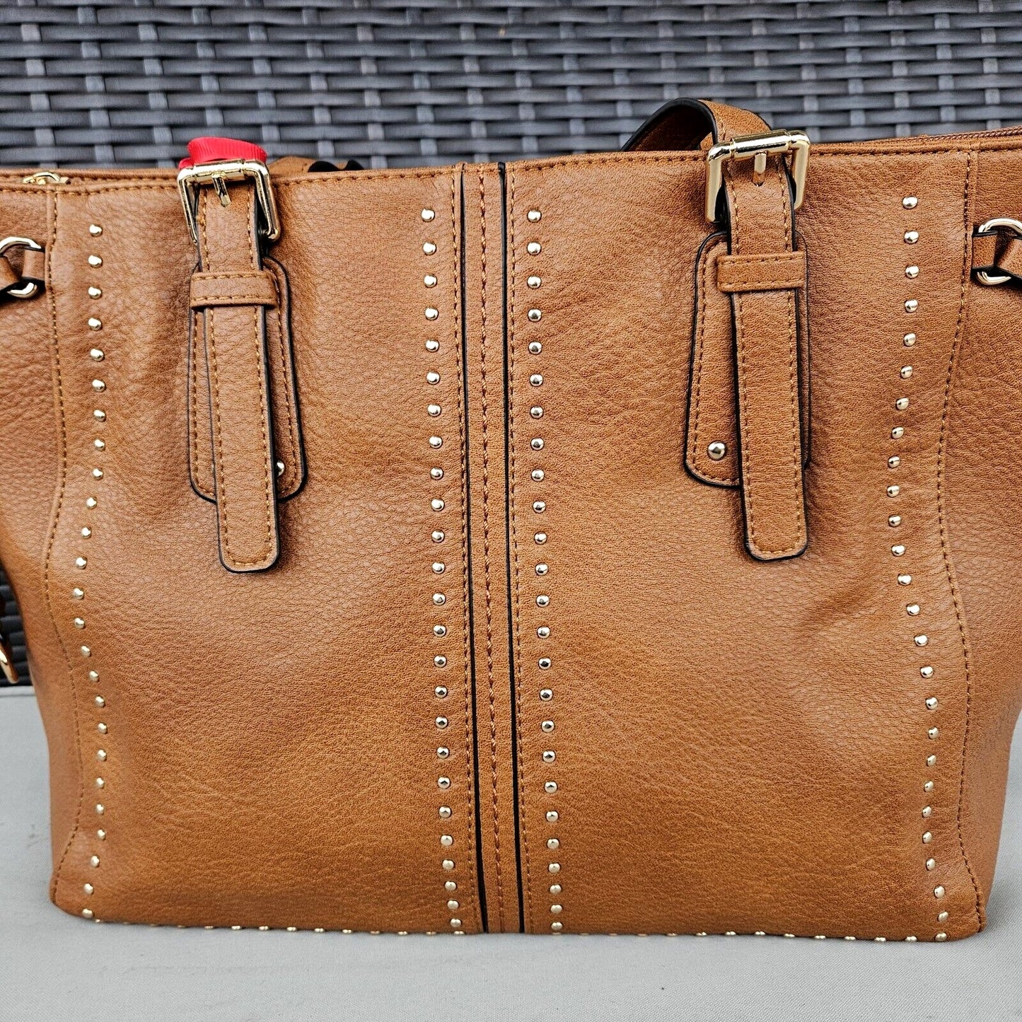 Montana West Studded Lacing Tote Bag Western Style Handbag Brown MWC-1002BR6
