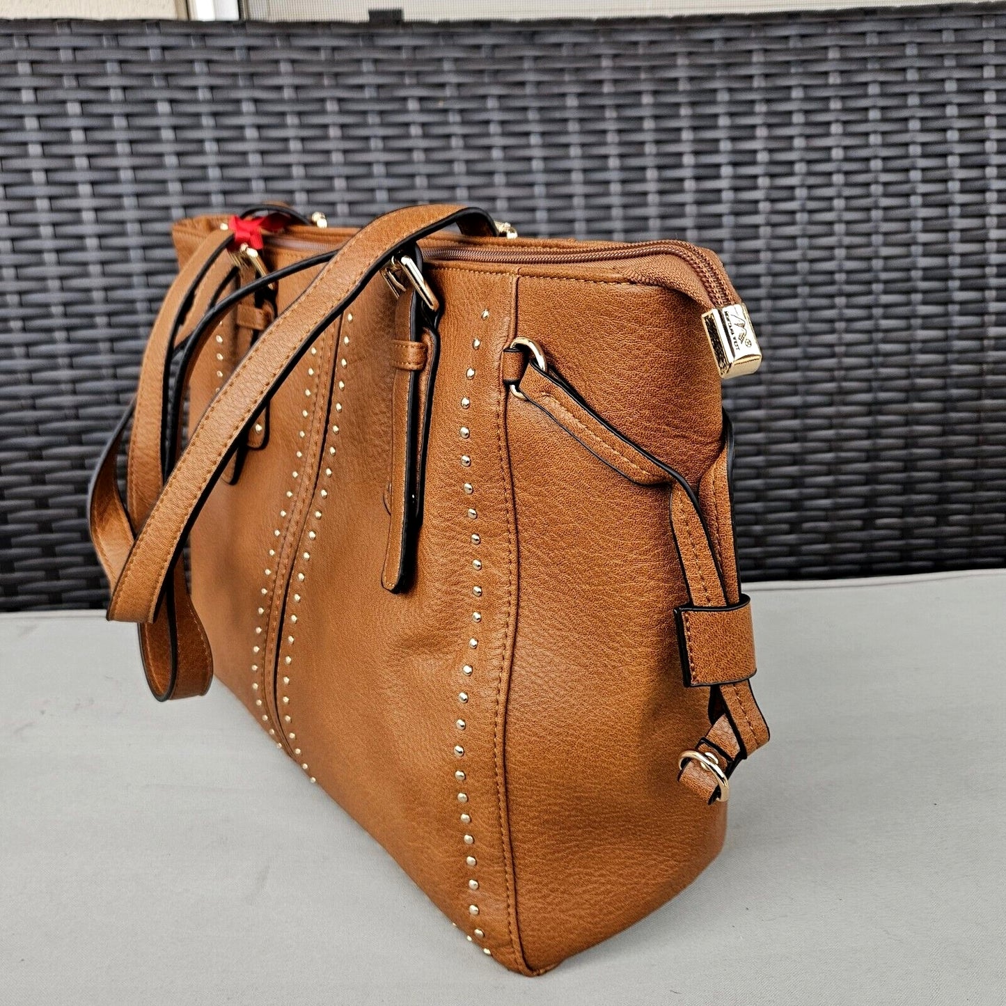 Montana West Studded Lacing Tote Bag Western Style Handbag Brown MWC-1002BR7