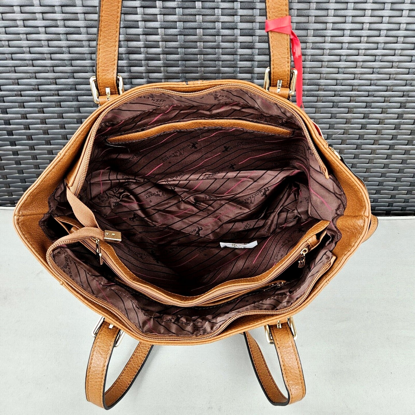 Montana West Studded Lacing Tote Bag Western Style Handbag Brown MWC-1002BR8