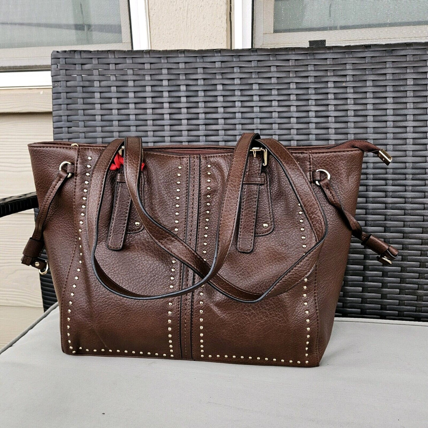 Montana West Studded Lacing Tote Bag Western Style Handbag Coffee MWC-1002CF