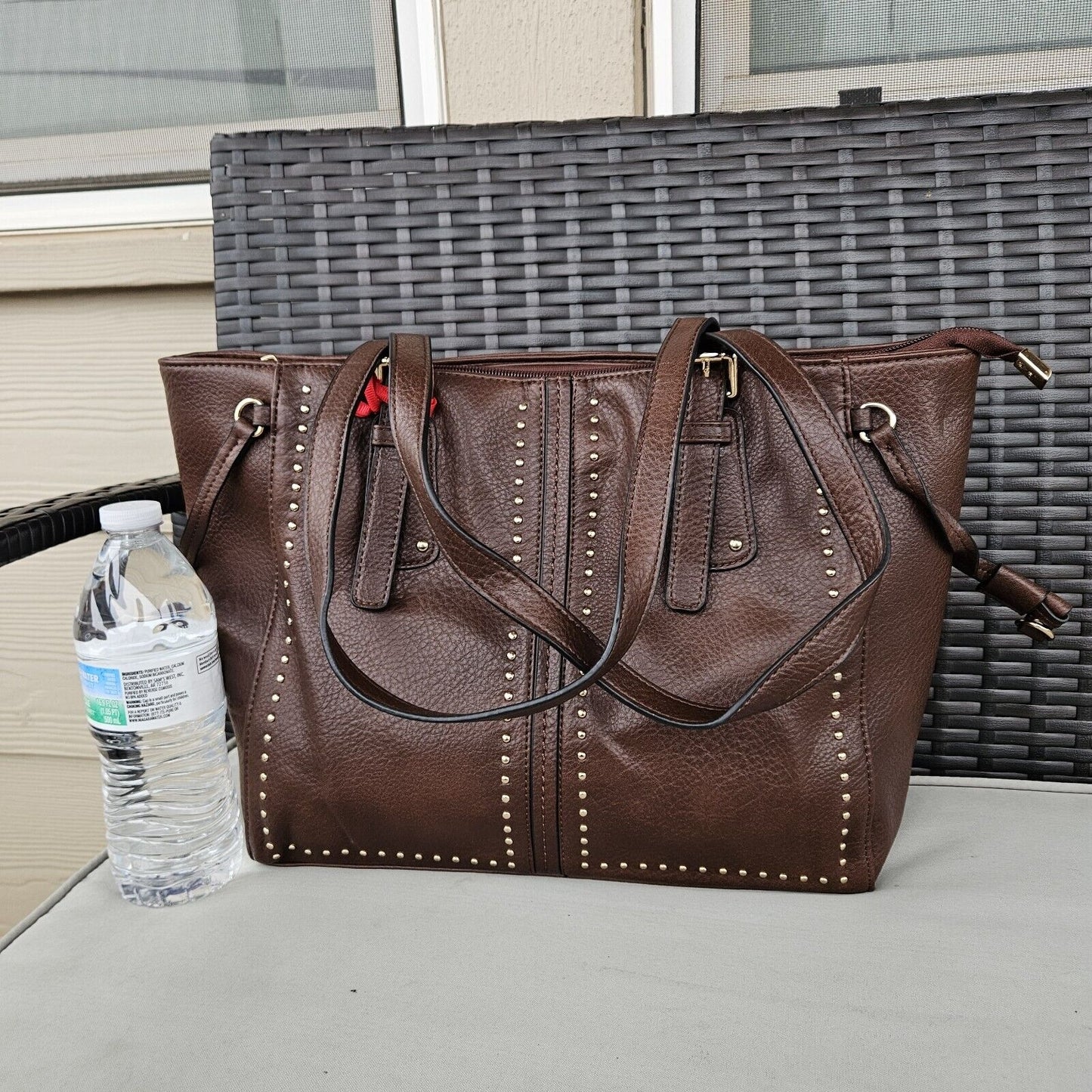 Montana West Studded Lacing Tote Bag Western Style Handbag Coffee MWC-1002CF1