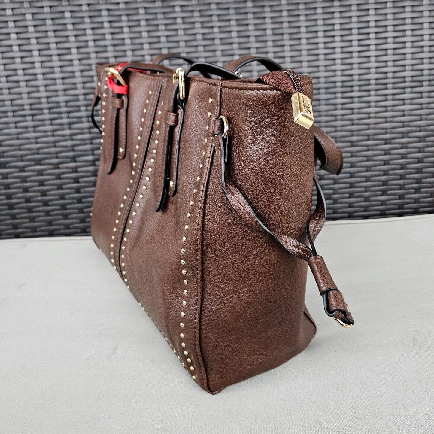Montana West Studded Lacing Tote Bag Western Style Handbag Coffee MWC-1002CF3