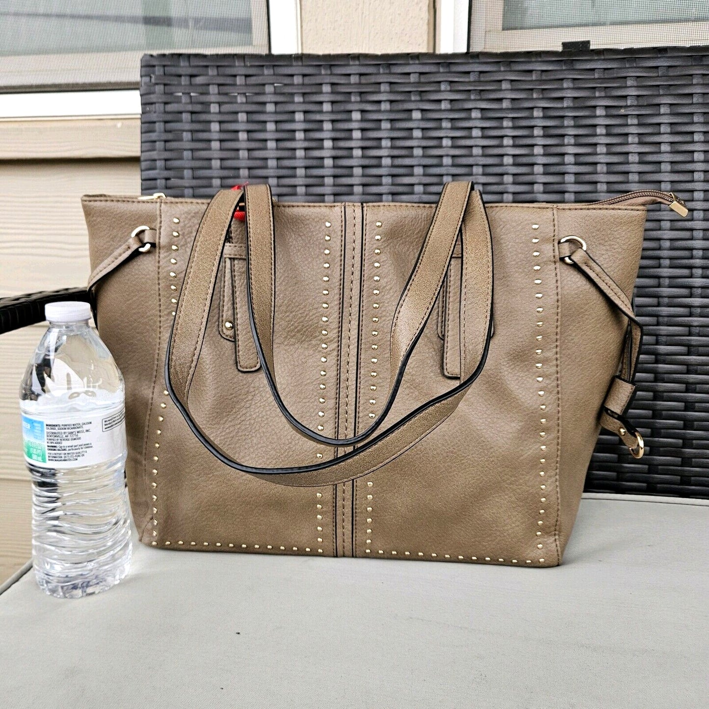 Montana West Studded Lacing Tote Bag Western Style Handbag Khaki MWC-1002KH1