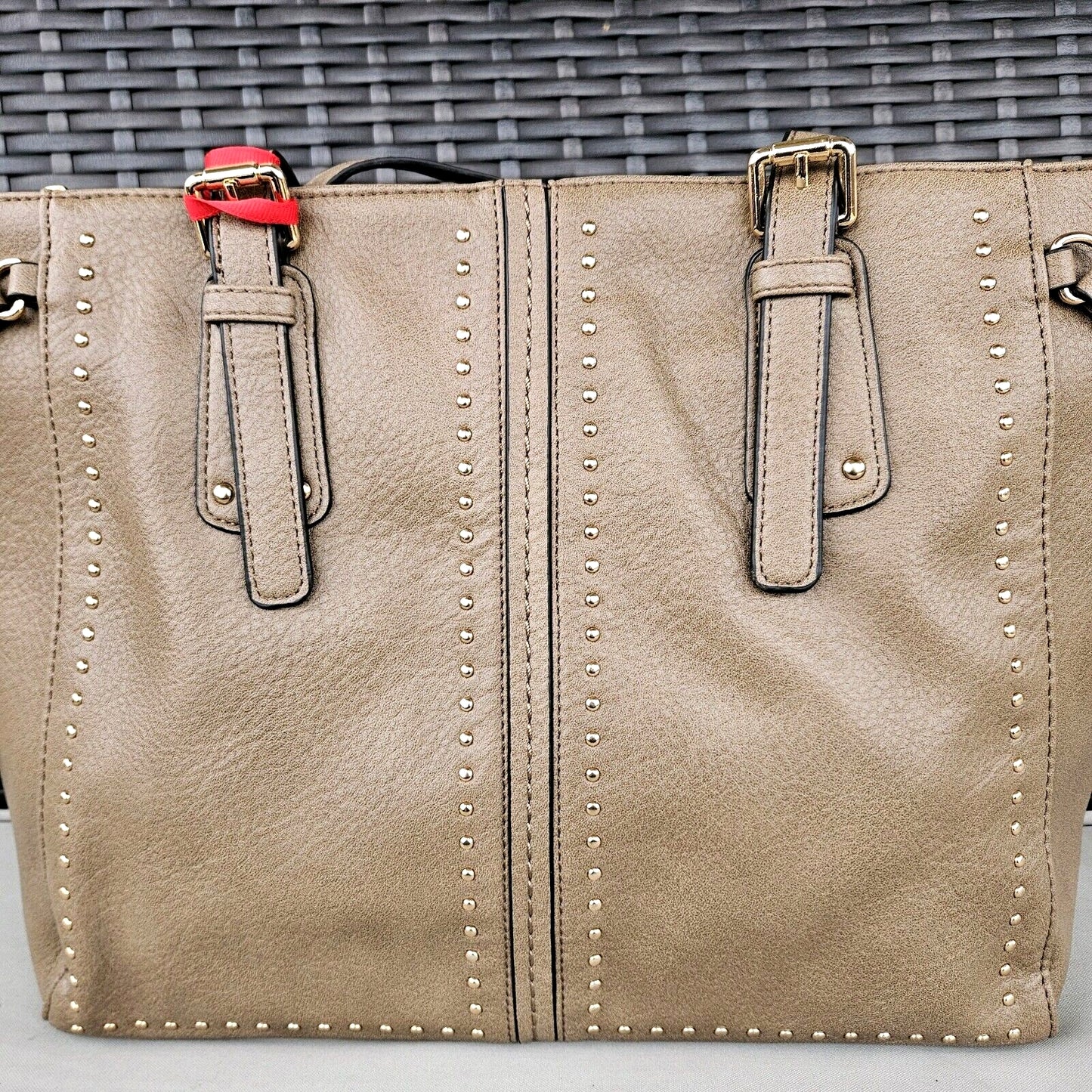 Montana West Studded Lacing Tote Bag Western Style Handbag Khaki MWC-1002KH5