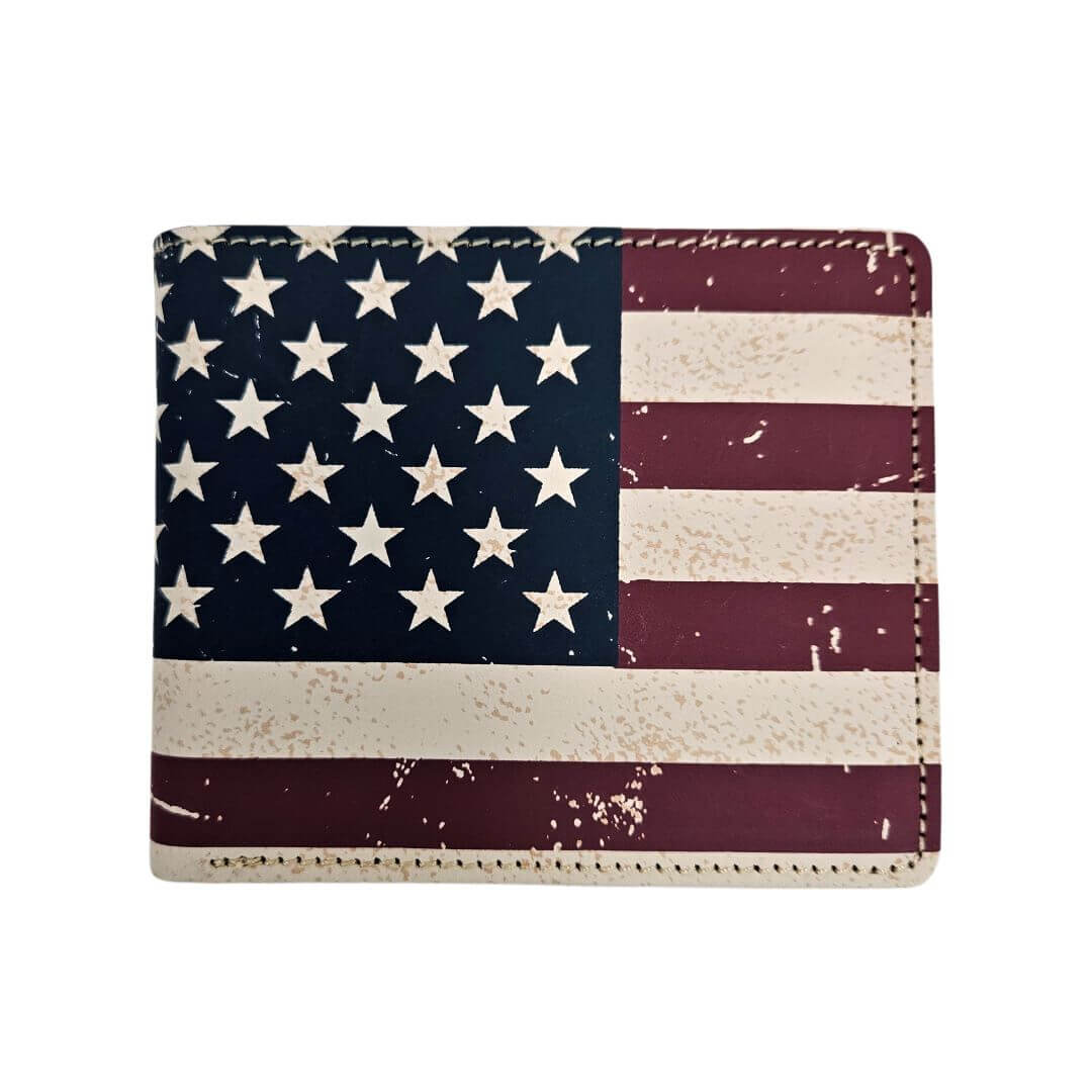 Montana West Men's Distressed Patriotic US Flag Wallet Navy