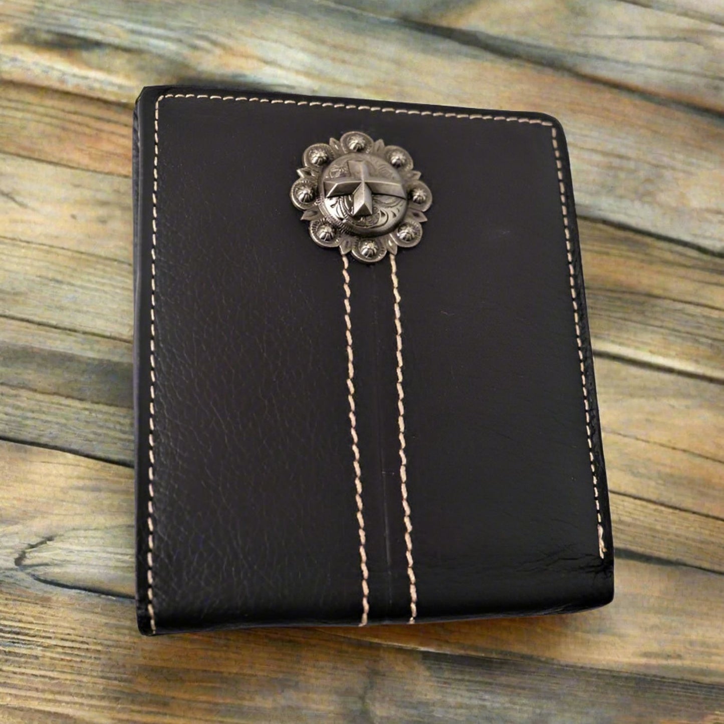 Montana West Men's Country Western Spiritual Cross Bi-fold Wallet Black MWS-W025BK