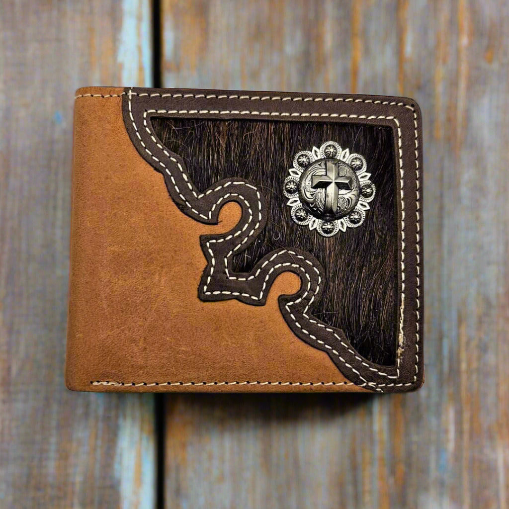 Montana West Hair on Hide Leather Cowboy Bi-fold Wallet MWS-W026-BR