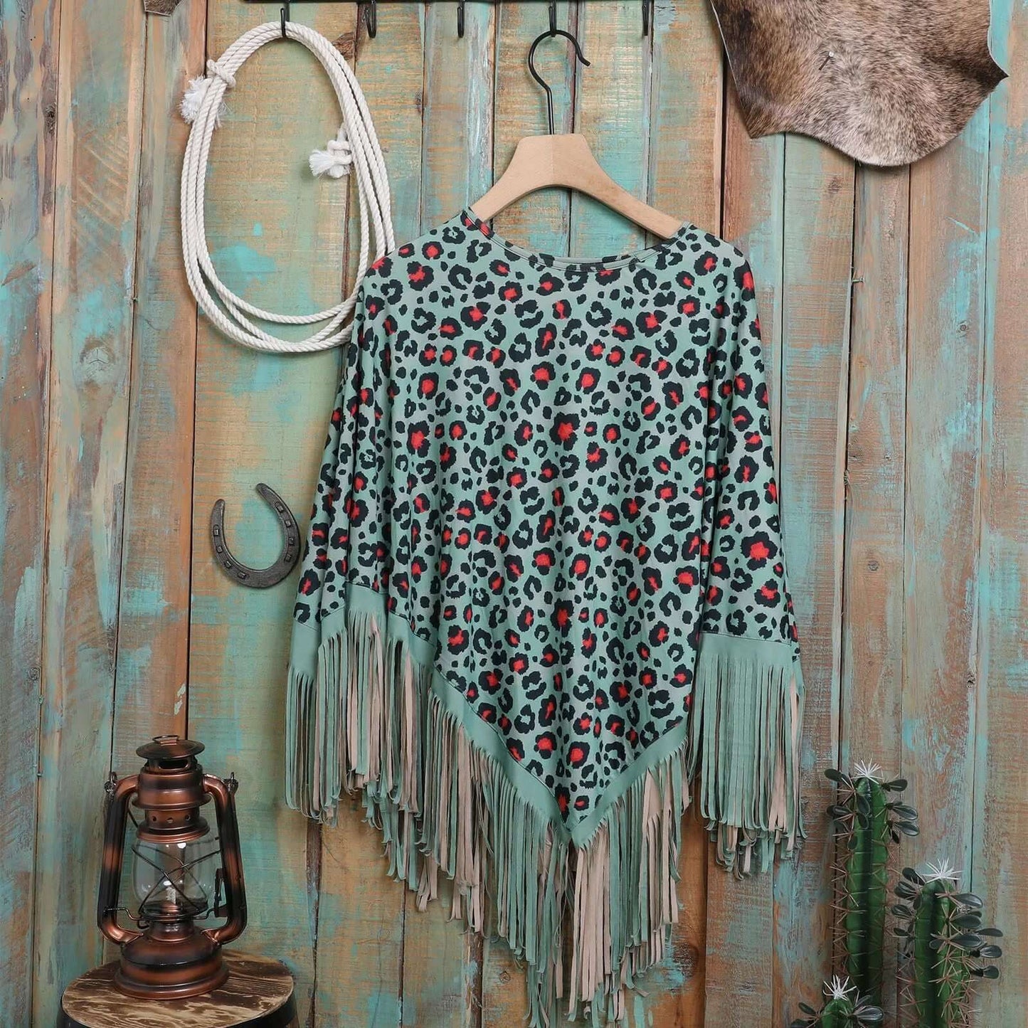 Montana-West-American-Bling-Turquoise-Leopard-Fringe-Poncho-Turquoise-PCH-1739-TQ