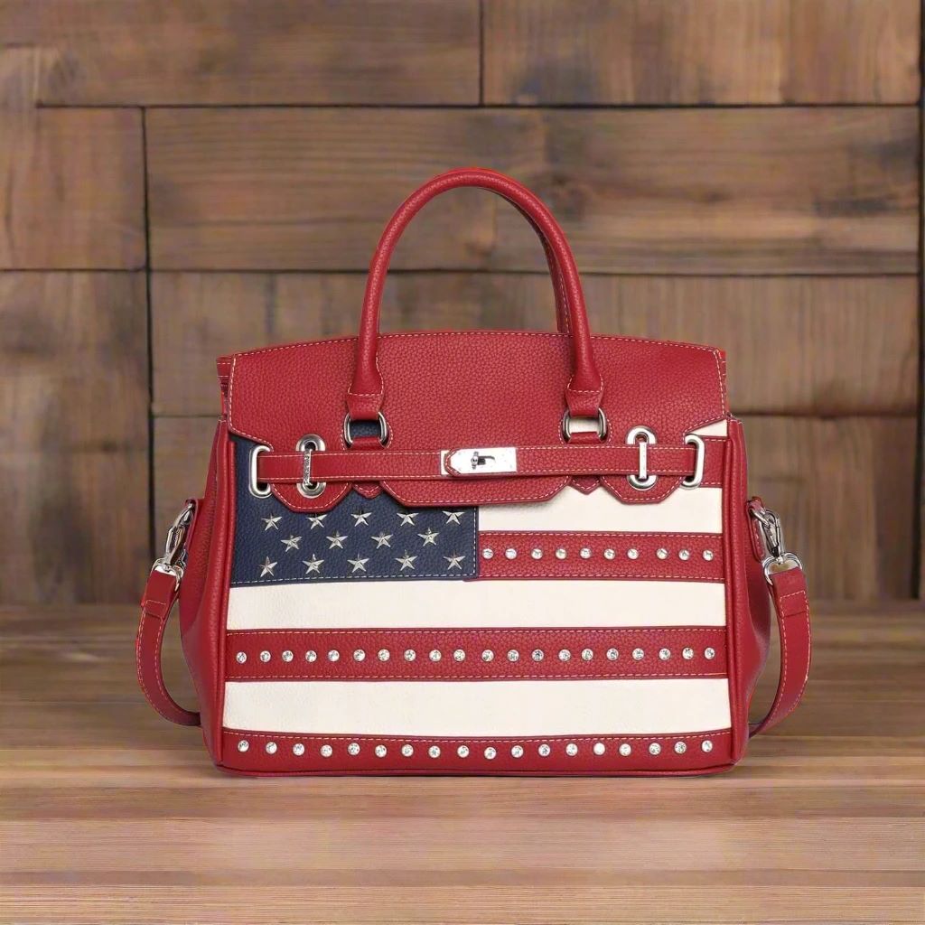 Montana West American Flag Patriotic Satchel Bag US Flag Purse Red-US20-813-1600-RD-2
