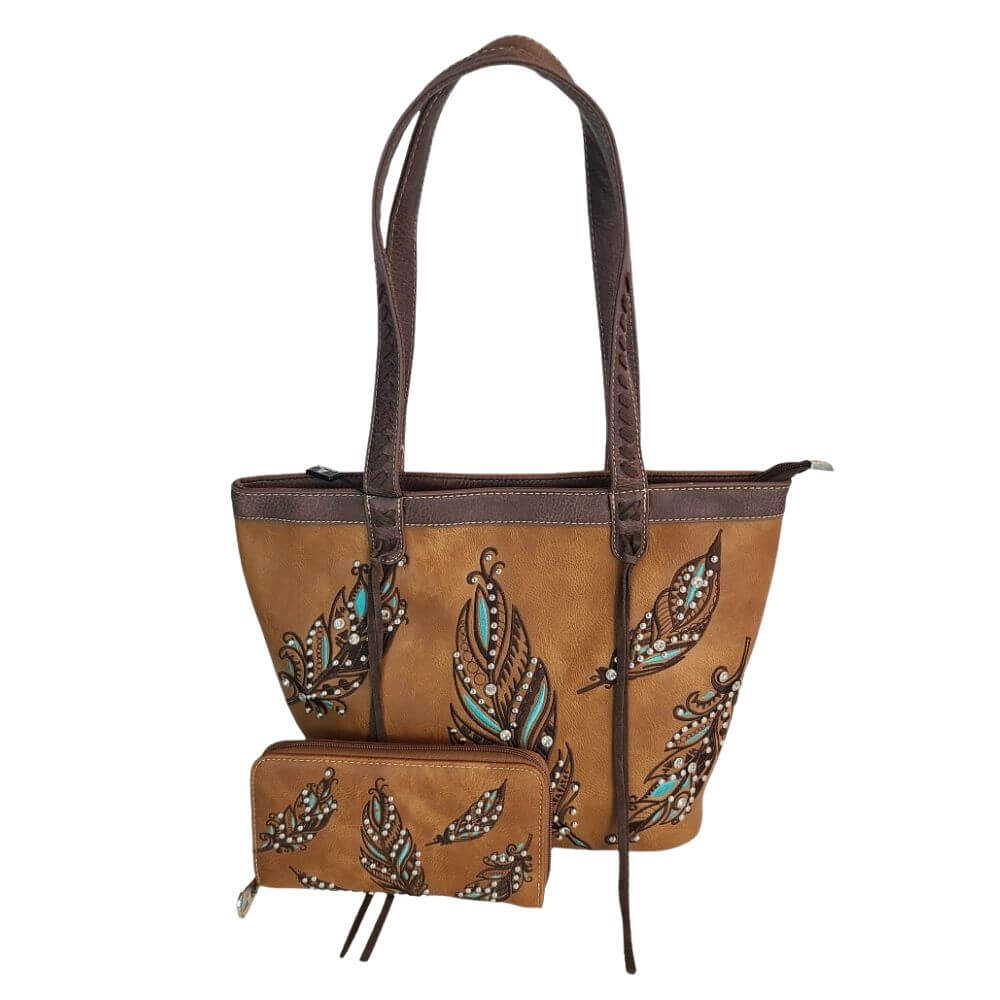 Brown Western Bag Concealed Carry Purse with Matching Wallet Set - American Bling AB-G6218 BR