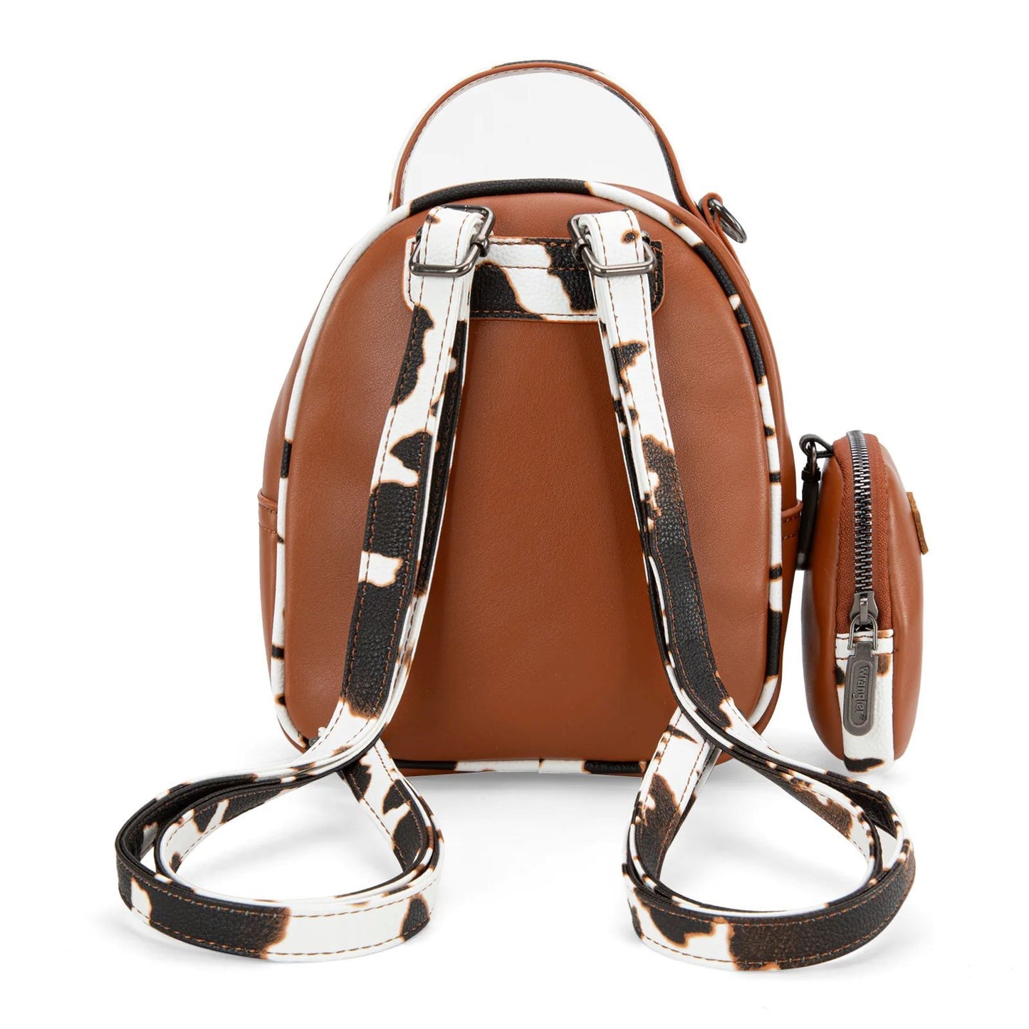 Wrangler Western Cowgirl Cow Print Mini Backpack With Coin Pouch Brown