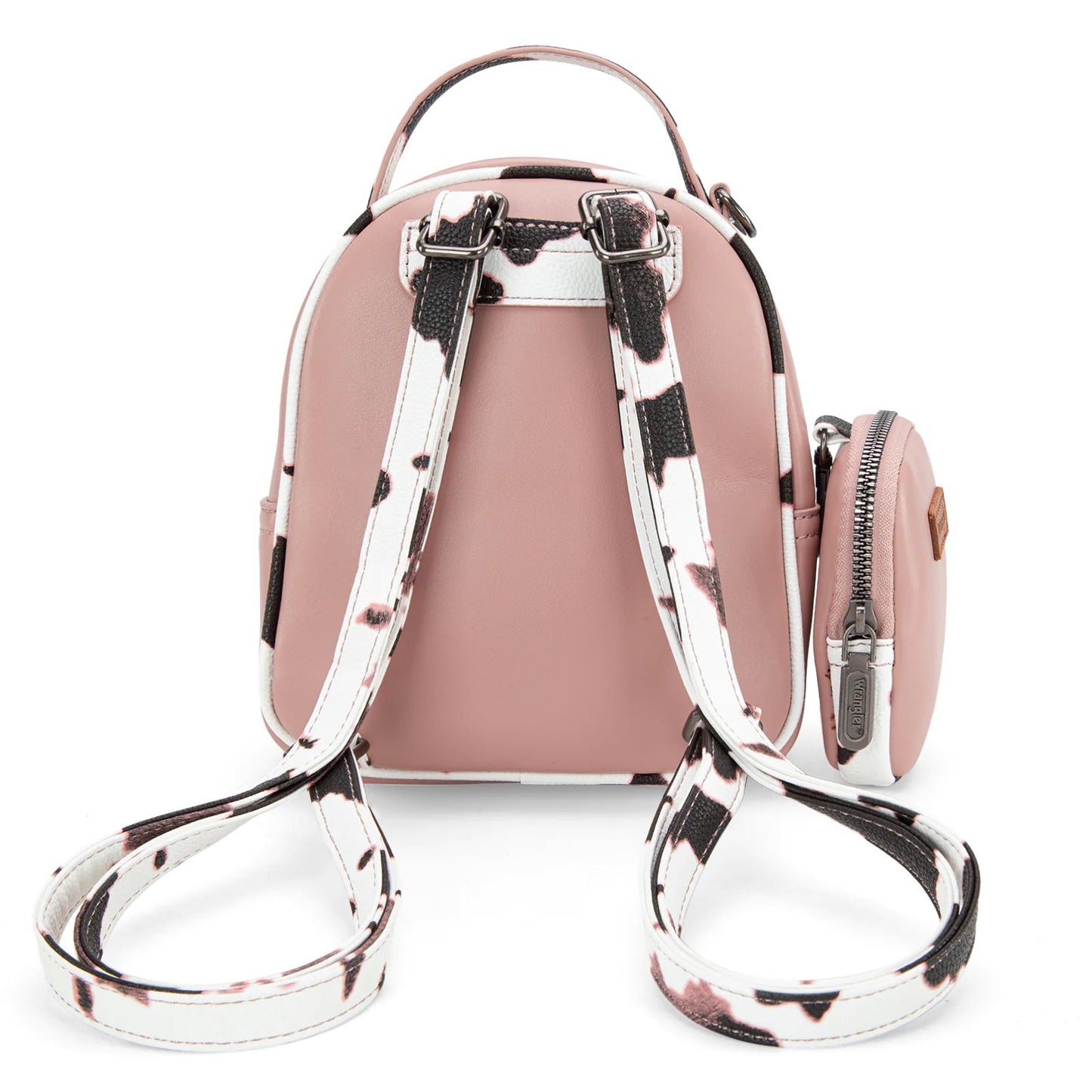 Wrangler Western Cowgirl Cow Print Mini Backpack With Coin Pouch Pink